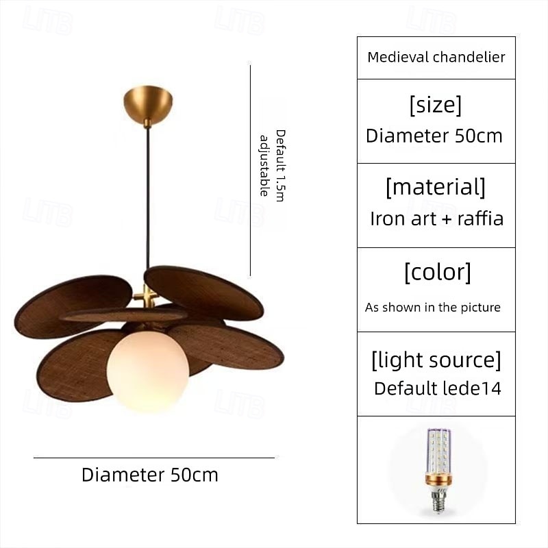 Lampadario a sospensione a LED, lampadario in rattan, lampadario moderno in oro, lampadario a sospensione vintage, lampadario a sfera con montaggio a filo sul soffitto, 110-240 V, 110-265 V del 2025 a $249.99 –P5