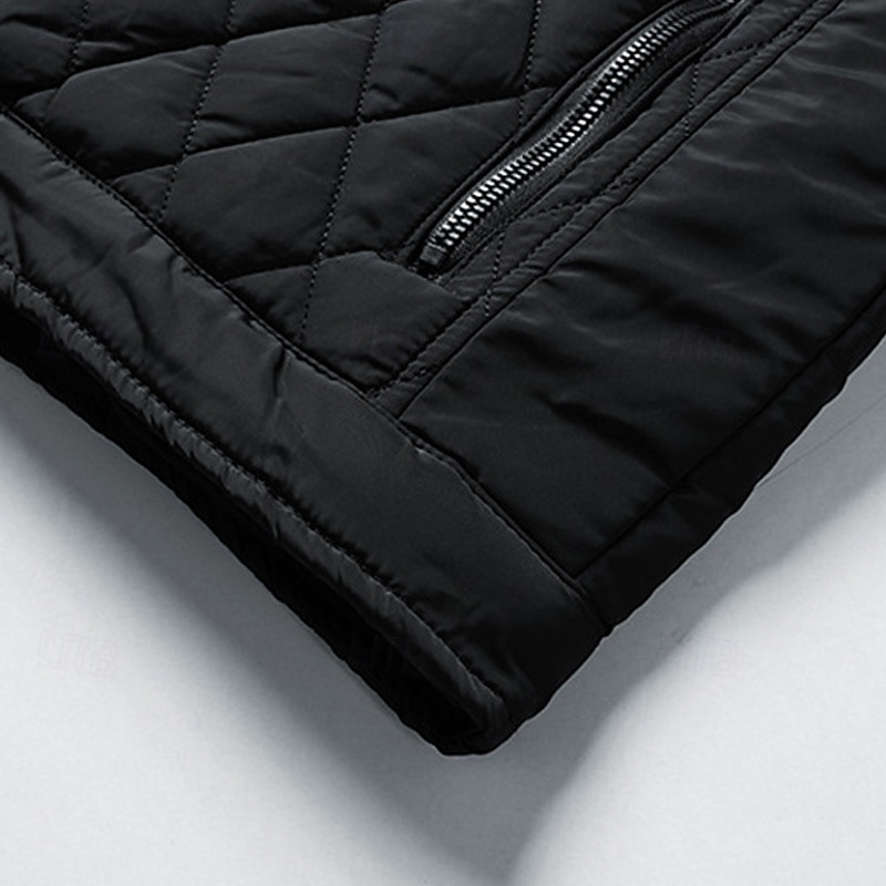 Herr Vinterkappa Quiltad jacka Anorak Ficka Polyester Semester Dagliga kläder Datum Normal Mode Ledigt Bekväm Håller värmen Vinter Enfärgad / vanlig färg Svart Kaki Armégrön Mörkblå Pufferjacka 2025 - $57.99 –P10