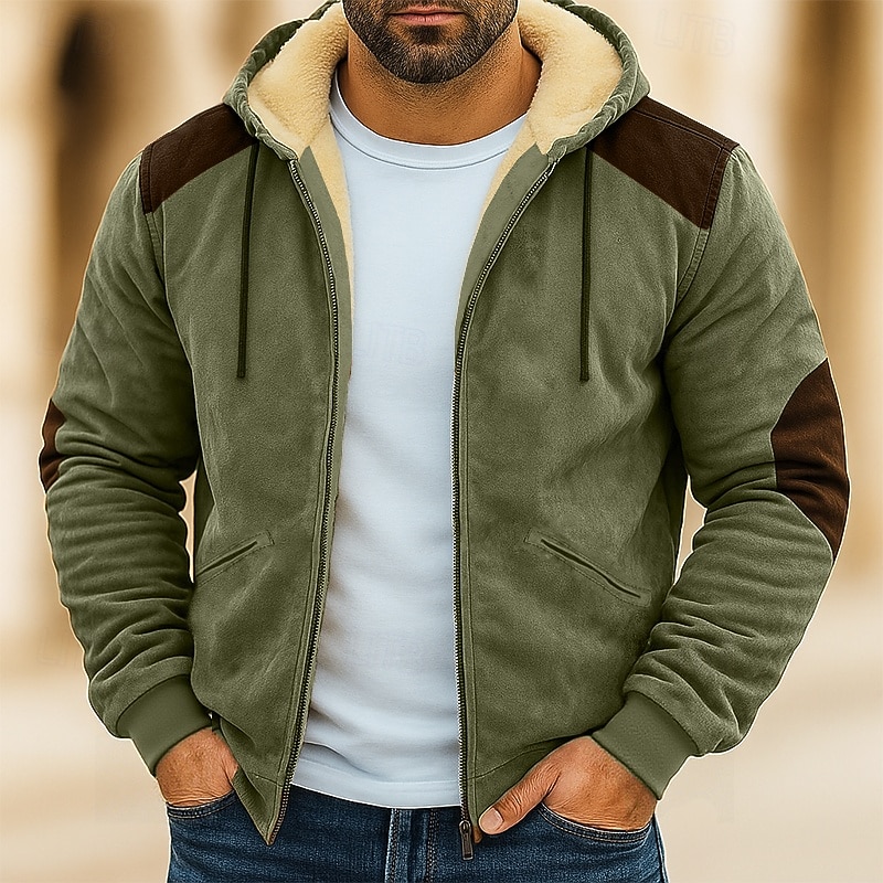 Per uomo Felpa con cappuccio Felpa con cappuccio a zip intera Felpa con cappuccio in pile Felpa con cappuccio foderata in pile Blu Marrone Verde Cachi Con Cappuccio Semplice Patchwork Blocco di colore del 2025 a $43.99 –P3
