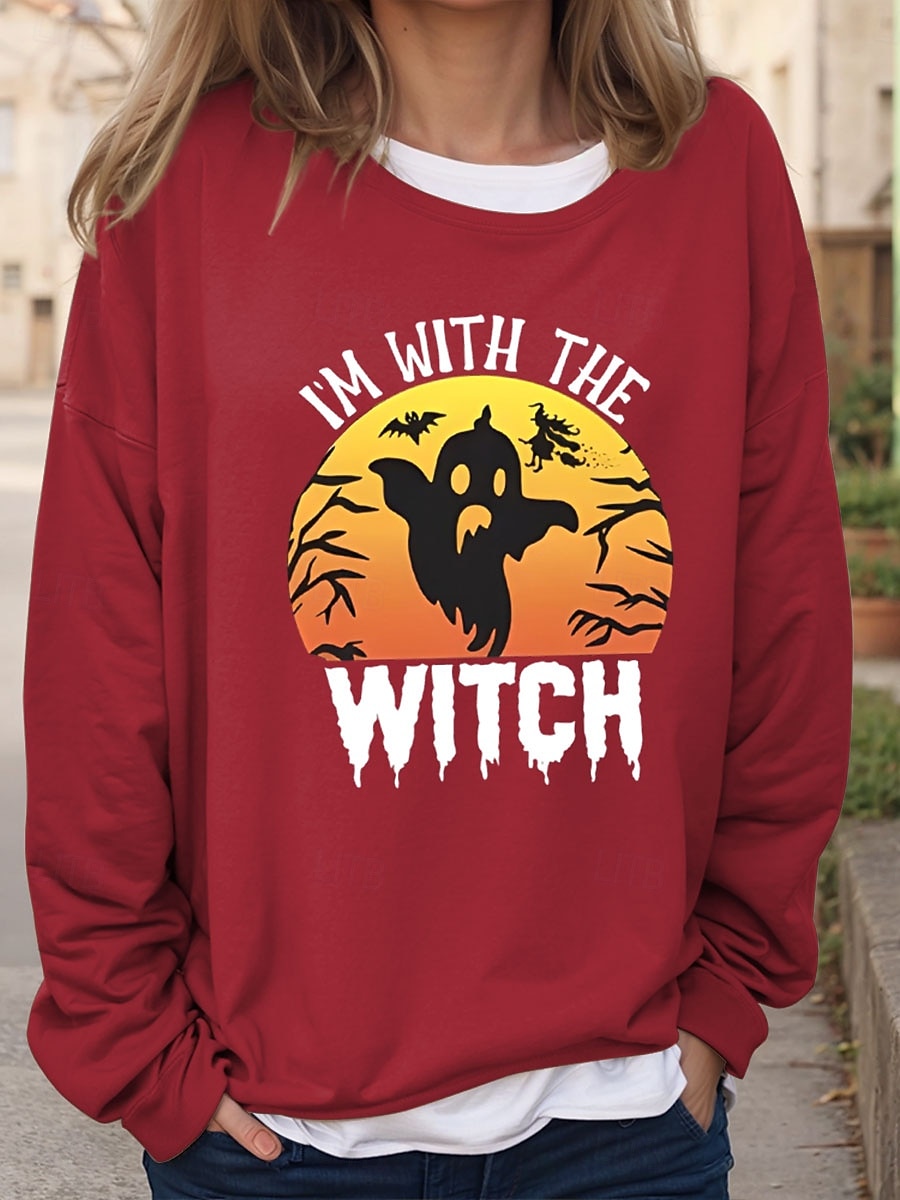 Sweatshirts Femme Halloween Graphique Chauve-souris Lettre Vintage Mode Décontractée Manches Longues Col Ras du Cou Tops Normaux Imprimé Décontracté Noir Rouge Marron Vert Kaki Automne Hiver de 2025 ? $24.99 –P4