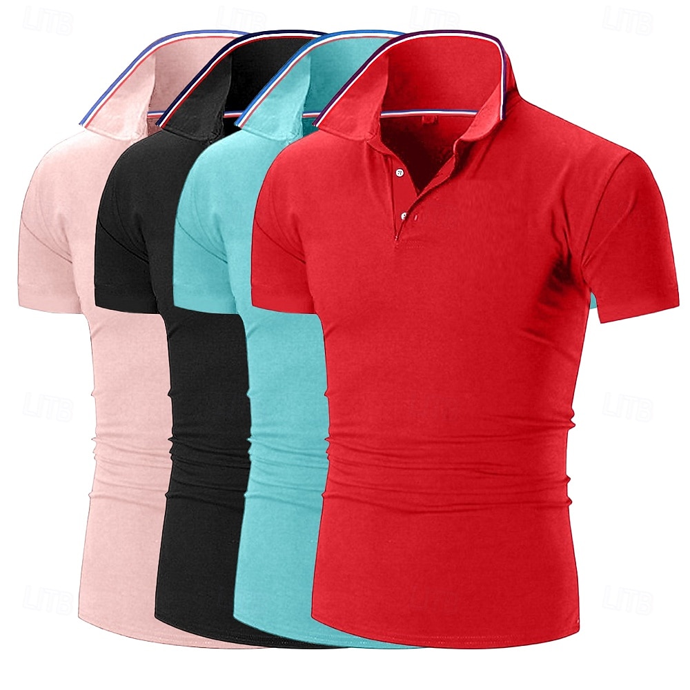 Pánské Golfová košile Polokošile Pique Obchod Ležérní Žebrovaný polo límec Krátký rukáv Módní Základní Pevná barva Knoflíky Vícebalení Léto Jaro & podzim Celý rok Slim 1# 2# 3# 4# 5# 6# Golfová košile 2025 - $41.99 –P7