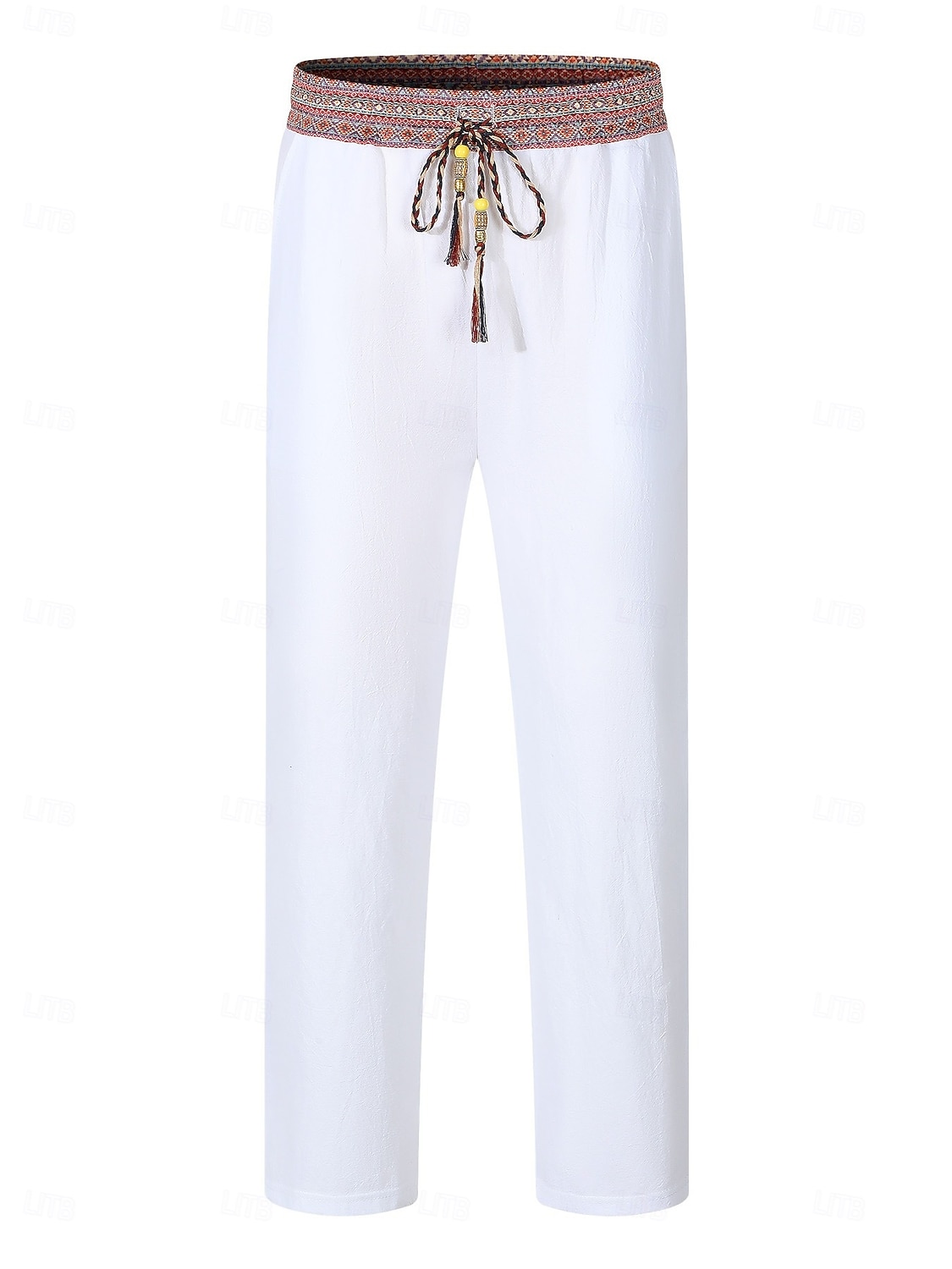 Homens Calças de linho Calças Calça verão Calças largas Calça Boho Com Cordão Patchwork Cintura elástica Tecido Conforto Respirável Comprimento total Ao ar livre Casual Diário Moda Estilo Clássico de 2025 por $21.99 –P5