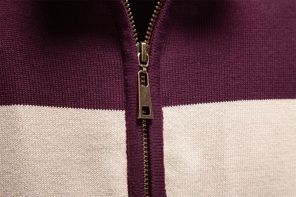 Homme Pull Tricoter Hauts Réguliers Demi-zip Bandes Rayé Col montant ancien Frais École Vacances Vêtement Tenue Printemps Automne Noir Violet S M L de 2025 ? $50.99 –P3