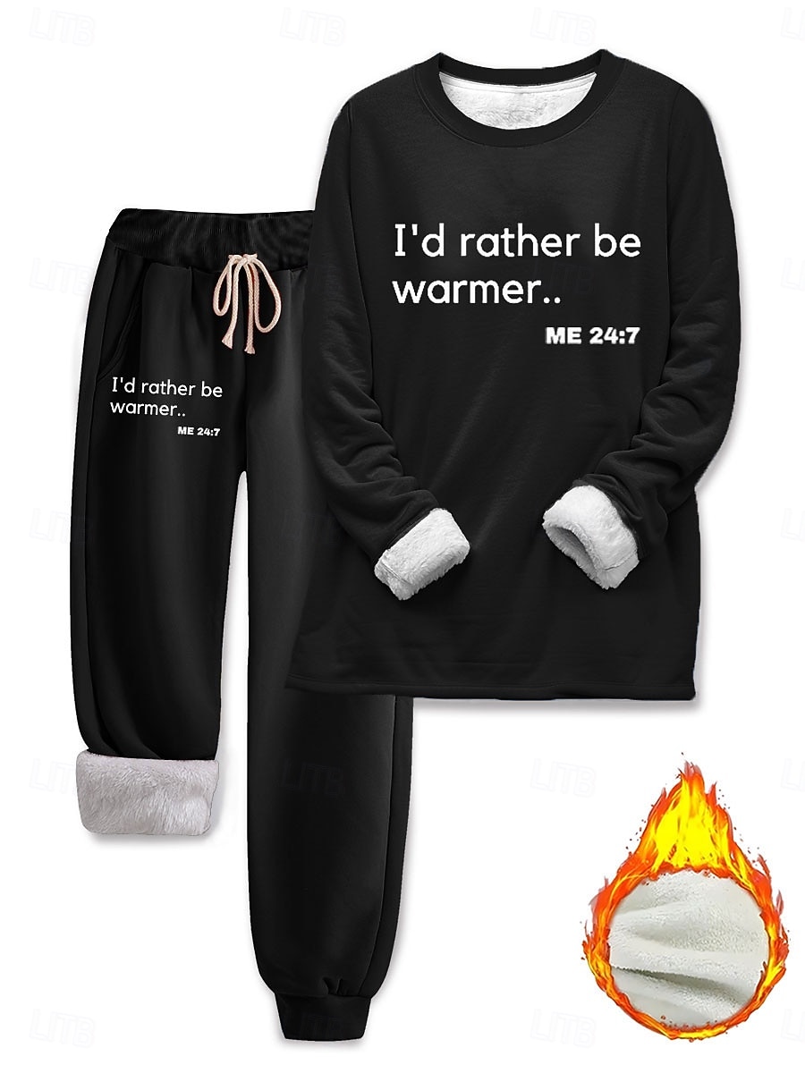 Femmes Élégant Chaud Mode Ensembles deux pièces Survêtement Ensembles de Pantalons manche longue Manche Évêque Col ras du cou Graphique Lettre Imprimé Extérieur Vacances Quotidien Noir Rose Claire de 2025 ? $41.99 –P3