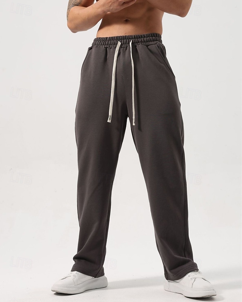 Men's Sweatpants Trousers Straight Leg Sweatpants Drawstring Pocket Elastic Waist Plain Comfort Sports Outdoor Daily Fashion Casual Black White Micro-elastic 2026 - $21.99 –P9