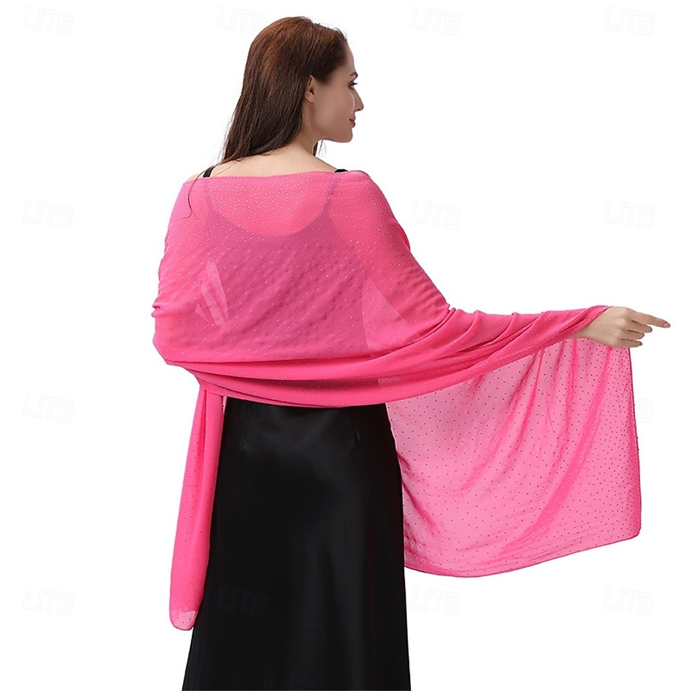 scialli e stole da donna per abiti da sera, scialli in chiffon trasparente con strass scintillanti, copriabiti formali del 2025 a $31.99 –P12