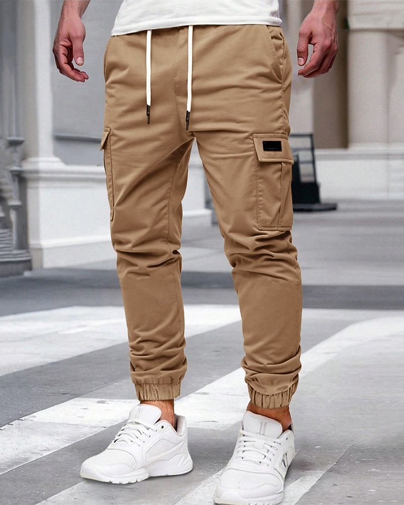 Men's Cargo Pants Joggers Trousers Drawstring Elastic Waist Multi Pocket Plain Wearable Outdoor Daily Camping & Hiking Fashion Classic Black Yellow 2026 - $21.99 –P2