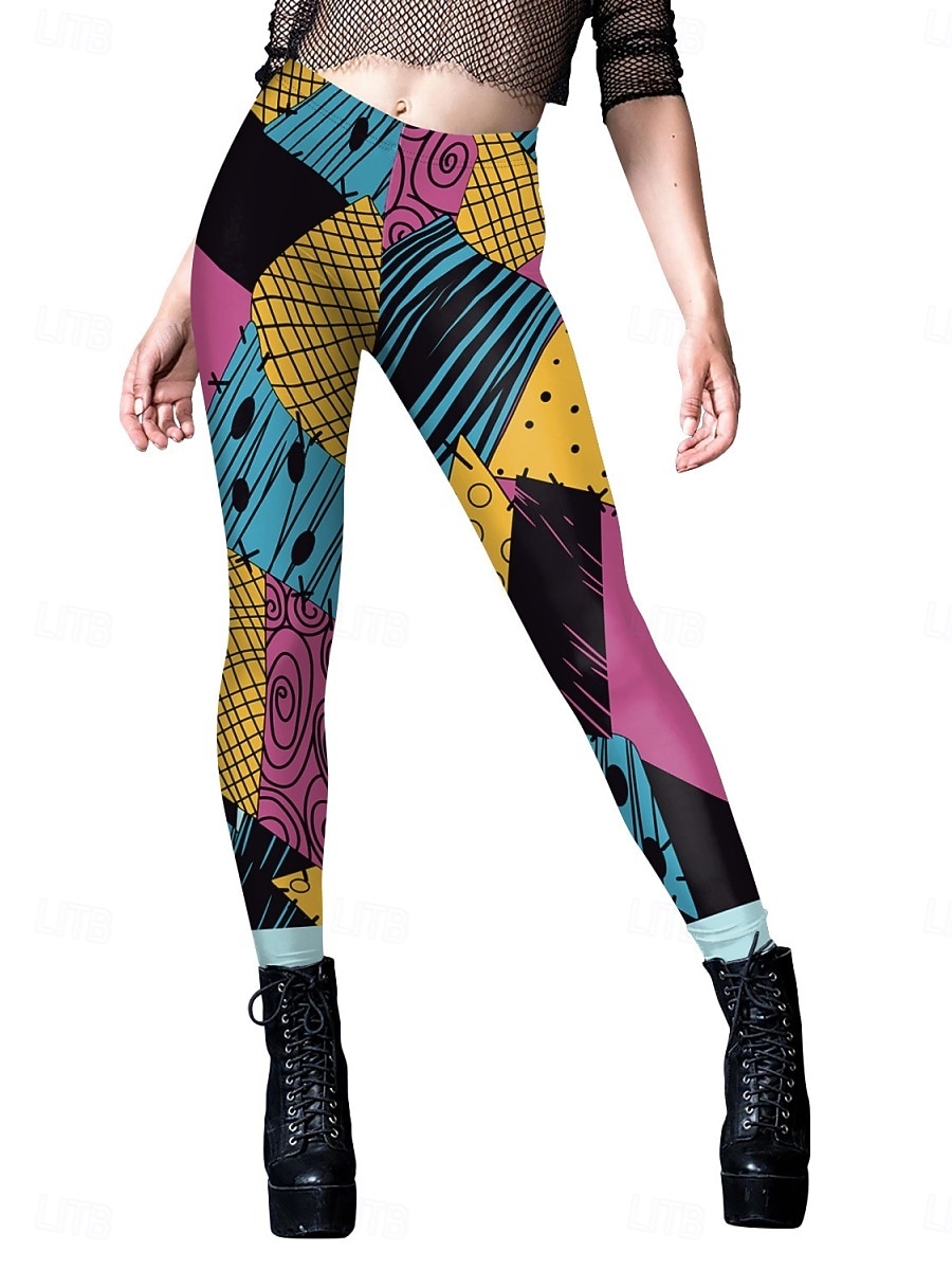 női harisnyanadrágok leggings kidörzsölődésgátló rövidnadrágok punk hétköznapi teljes hosszúságú magas derekú grafikus nyomtatás magas derekú kényelem légáteresztő nagy rugalmasságú mindennapi ünnep fesztivál fekete királykék kék 2025 - $19.99 –P6