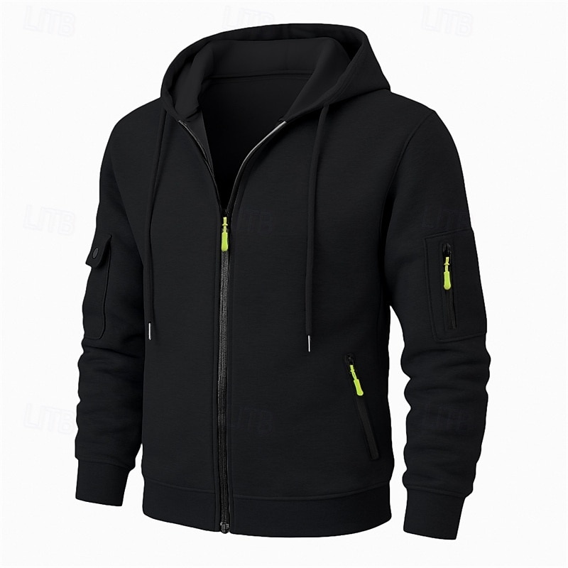 Hombre Sudadera Sudadera con capucha y cremallera completa Sudadera con capucha de lana Sudadera táctica con capucha Negro Azul Marino Caqui Gris Claro Gris Oscuro Con Capucha Plano Cremallera 2025 - $23.99 –P5