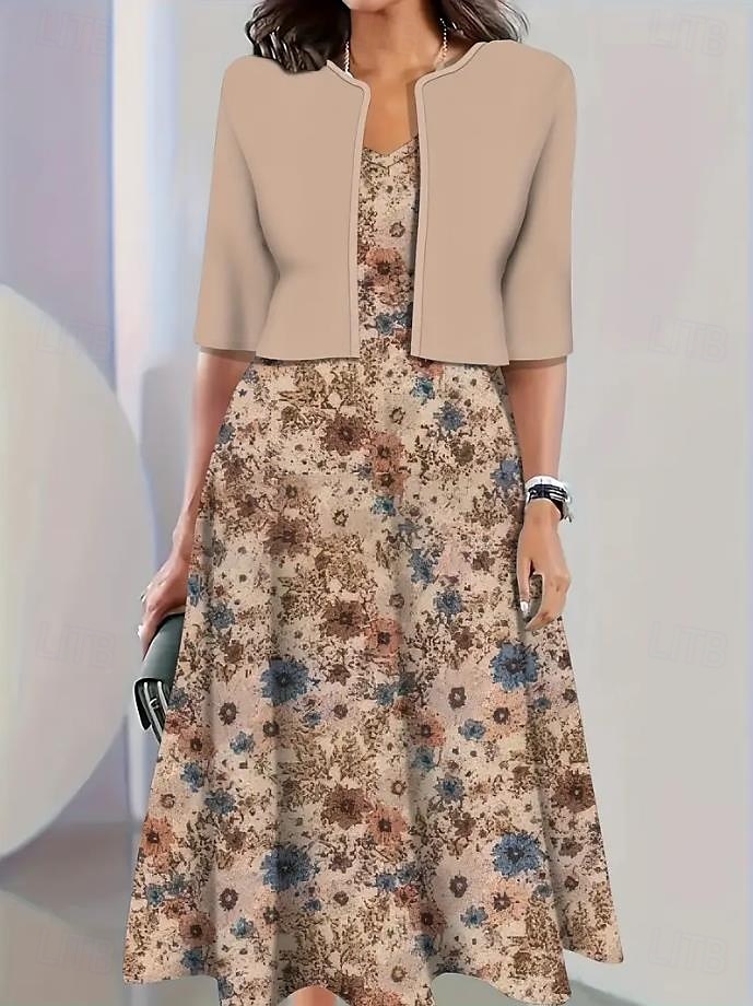 Pentru femei Set de rochii Rochie A line Casual Rochii Semi Formale Floral Grafic Imprimeu Rochii Midi Manșon Jumate Stil Nautic Vacanță Dată Alb Albastru piscină Trifoi Vară Primăvară Fit regulat 2025 - $36.99 –P3