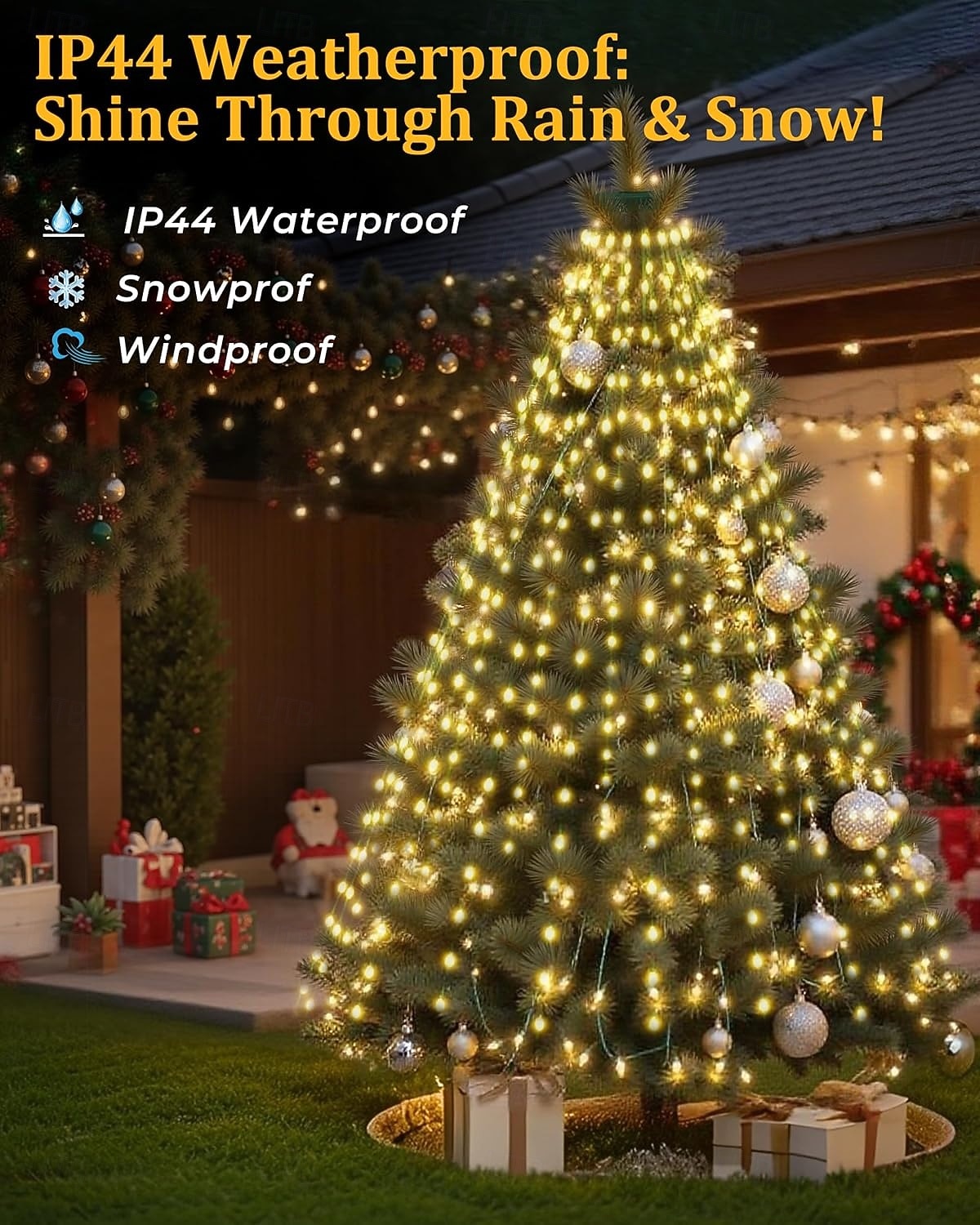 Christmas Tree Lights, LED Christmas Lights with 8 Light Modes, Outdoor Christmas Light with Timing Function for Christmas Decorations 2025 - CAD $21.36 –P2