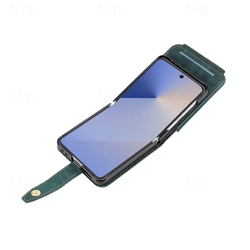 טלפון מגן עבור סמסונג גלקסי Z Flip 7 Z Flip 6 Z Flip 5 Z Flip 4 מארז כרטיס ארנק עם שרוך חריץ לכרטיס עמיד בזעזועים TPU עור PU 2025 - $18.99 –P6