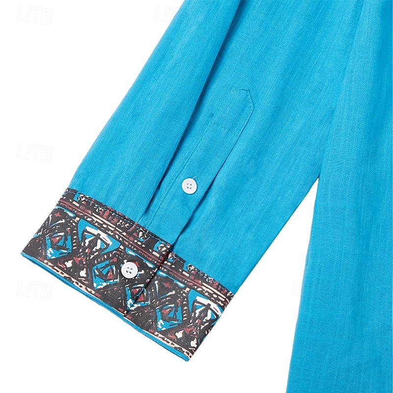 Ανδρικά Πουκάμισο Πουκάμισο Popover Καλοκαιρινό πουκάμισο Πουκάμισο παραλίας Κουρελού Διακοπές Αργίες Θαλασσί Μακρυμάνικο Χωρίς Γιακά Καλοκαίρι Άνοιξη Ρούχα Εθνικό & Θρησκευτικό 2026 - $10.49 –P9