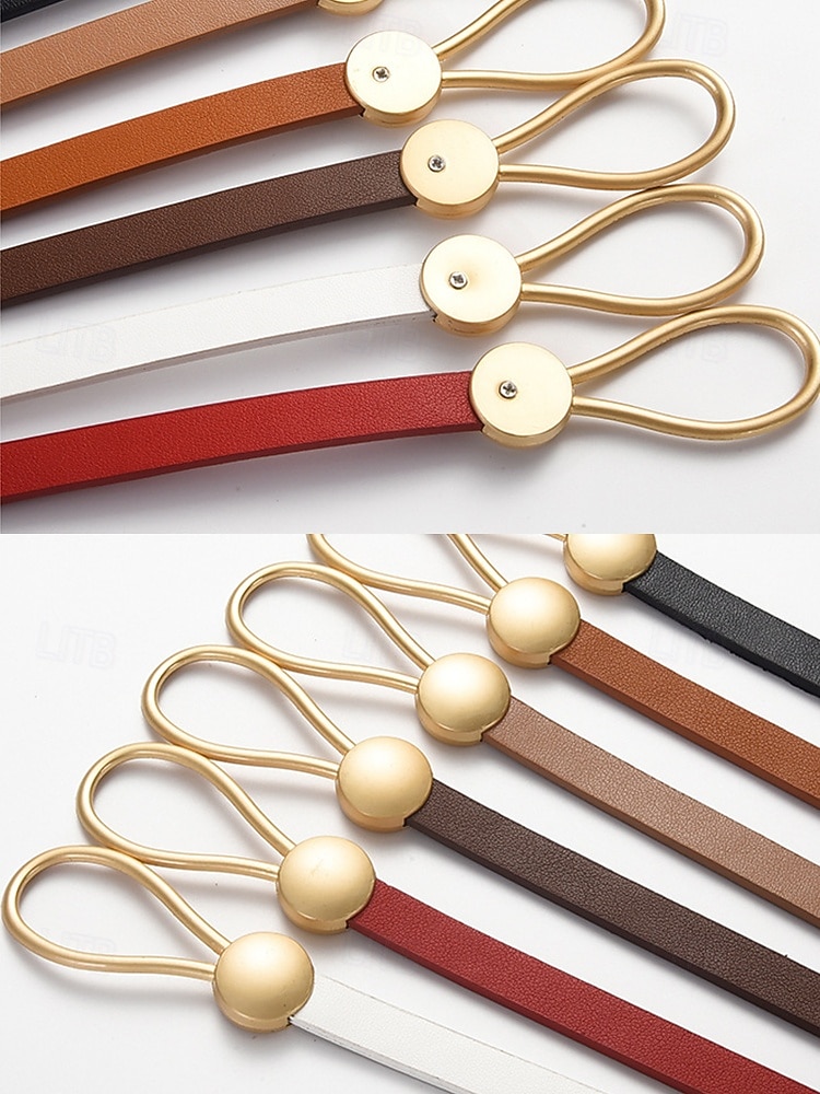 Cintura sottile da donna in similpelle PU – cintura regolabile con fibbia ad anello e a sfera color oro, stile minimalista per abiti, blazer e cappotti, perfetta per lavoro, appuntamenti serali e abiti da festa del 2025 a $7.99 –P7