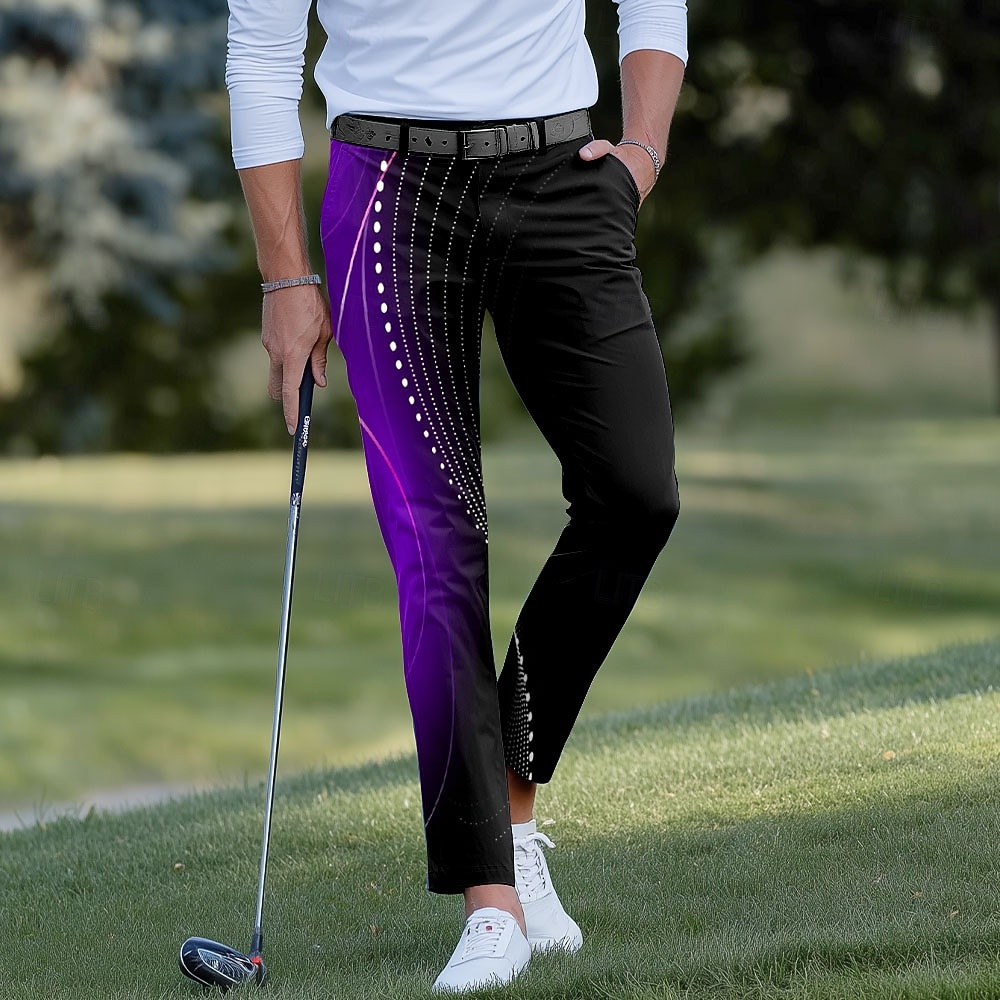 Voor heren Verloop Golven Pakken Golfbroek Broek Medium Taille Casual Buitensporten Slim Fit Broek met Zakken Lente Herfst 3D-afdrukken Rood blauw Paars 2025 - $29.99 –P5