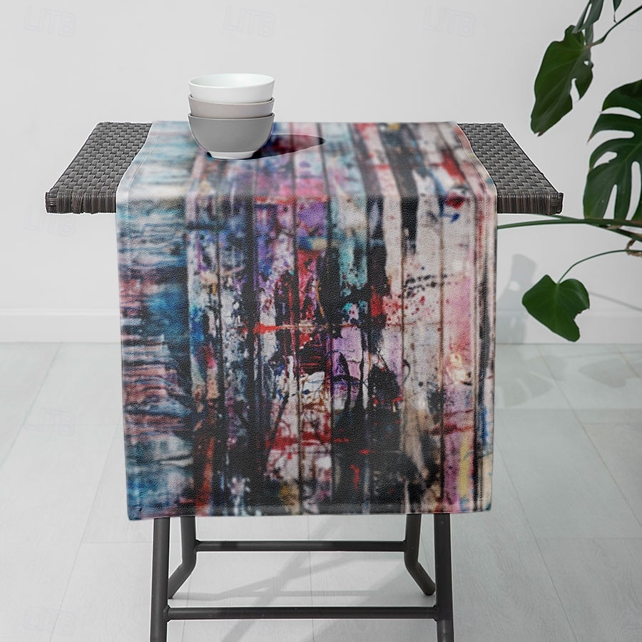 1 шт. Прямоугольная скатерть в стиле граффити - декоративный столовый флаг для ресторана банкета дома и мероприятий 2025 - $11.49 –P6