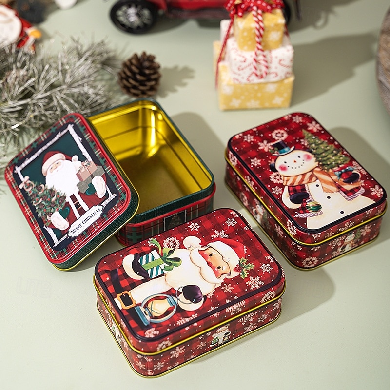 Kerstkoekjesblikken met deksels om cadeau te geven, kerstblikken, mini metalen doos met deksel, vakantie snoep, koekjesopslag, geschenkverpakking, feestelijke feestgunst, lege container 2025 - $5.99 –P5