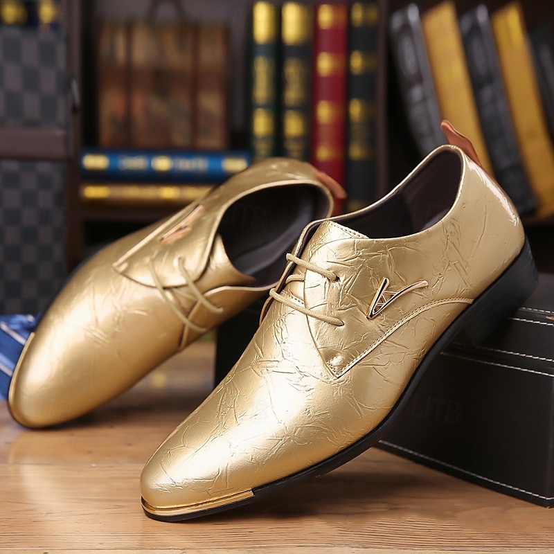 scarpe eleganti da uomo con lacci in vernice viola lucida – calzature formali audaci per feste e spettacoli teatrali del 2025 a $42.99 –P7