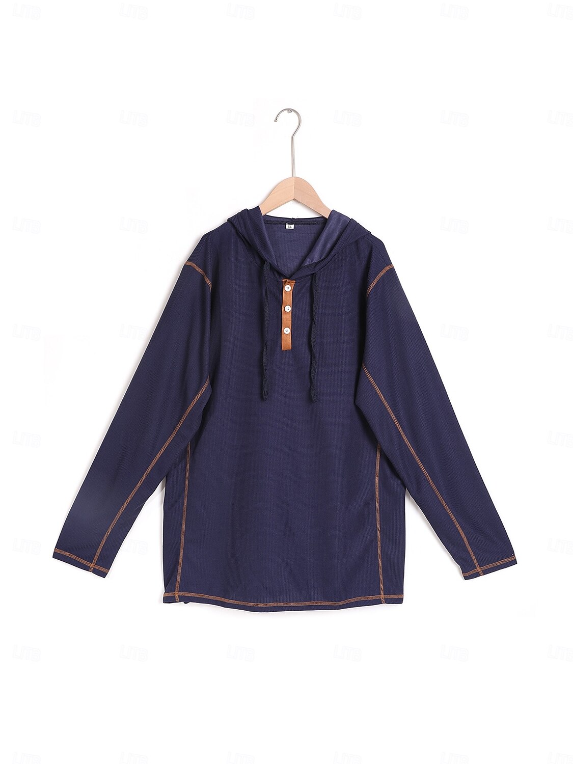 Herren Kapuzenpullover mit Waffelmuster T Shirt Waffel-Henley-Hemd Henley Hemd Langarm Mit Kapuze Henley Frühling Frühling & Herbst Einfach Mode Designer Basic Patchwork Mit Kapuze Urlaub Straße 2025 - $22.99 –P4
