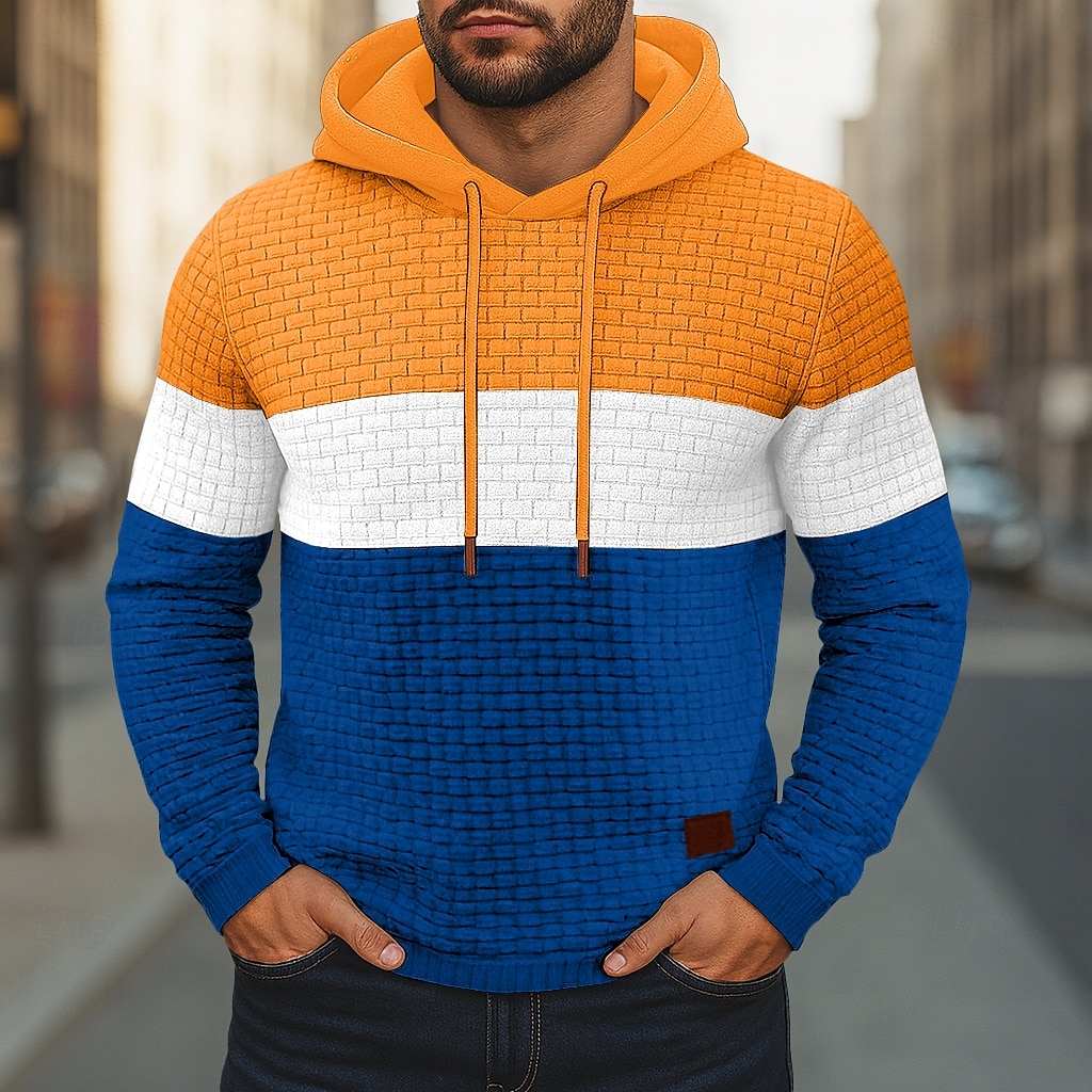 Herren Kapuzensweatshirt Pullover Kapuzensweatshirt Weiß Gelb Armeegrün Rote Marineblau Mit Kapuze Farbblock Einfach Patchwork Farbblock Strukturiert Sport & Outdoor Lässig Täglich Streetwear Cool 2025 - $17.99 –P6
