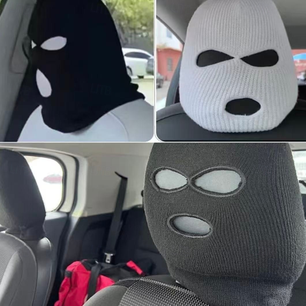 2 kpl henkilökohtainen hauska hattu auton istuimen päänsuojaan, universaalit auton niskatuen suojat, hauska persoonallisuus auton sisustuskoristeet, musta &valkoinen 2026 - $12.99 –P4