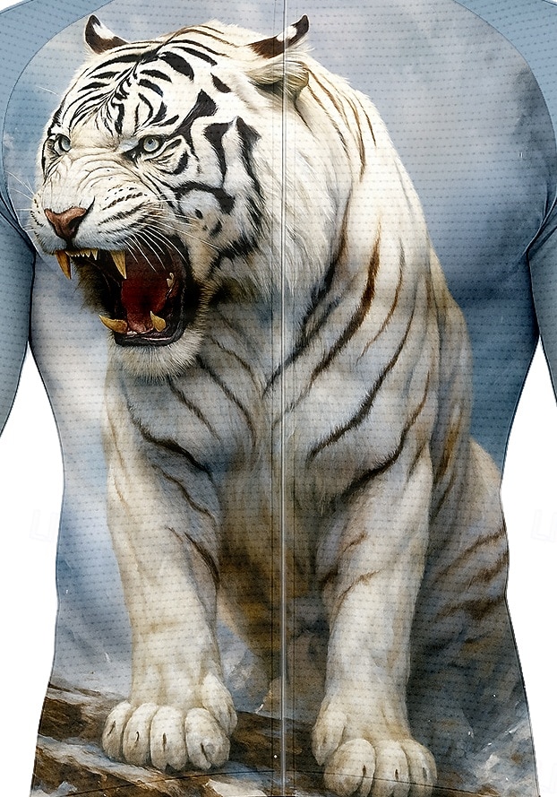 Homme Hauts Maillot de cyclisme Graphique Tigre Motif Animal manche longue Cyclisme Maillot Top avec 3 poches arrière Soleil Protection solaire Écran solaire Séchage Rapide Des sports Bleu Vêtement de 2025 ? $34.99 –P3