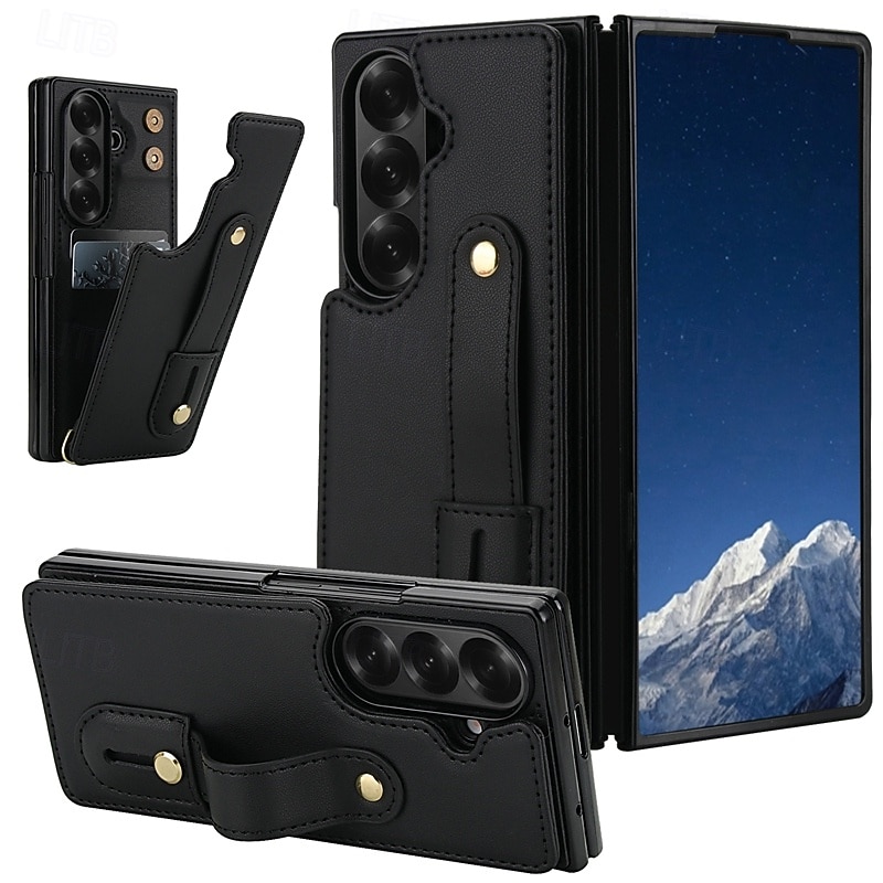 τηλέφωνο tok Για Samsung Galaxy Z Fold 7 Z Διπλώστε 6 Z Fold 5 Z Fold 4 με λουράκι καρπού Σταντ ποδηλάτου Υποδοχή κάρτας Ρετρό TPU PU δέρμα 2025 - $15.99 –P4