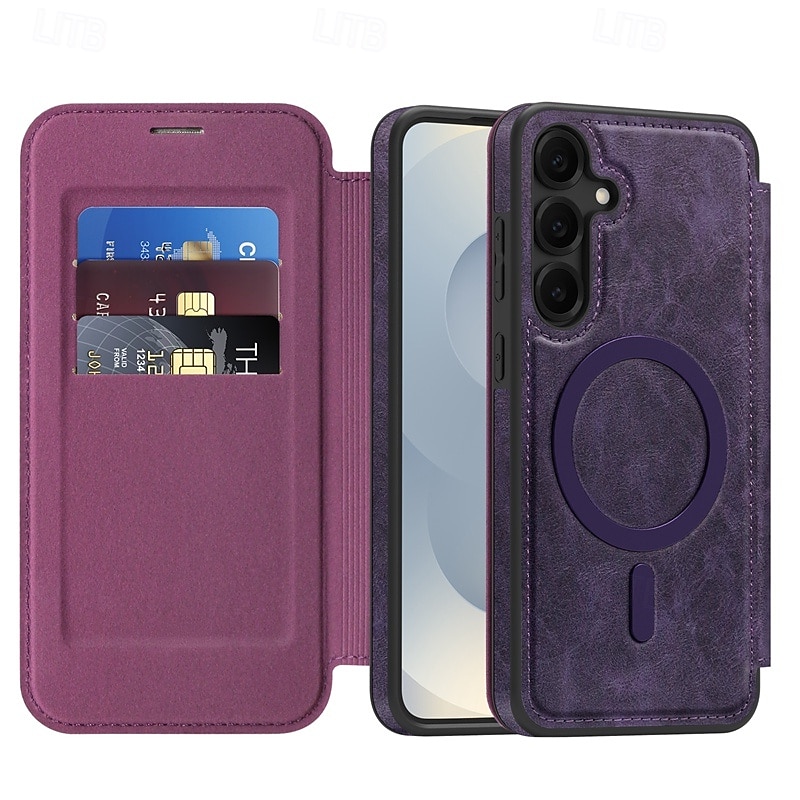 telefono Custodia Per Samsung Galaxy S25 Ultra S24 Plus S23 Ultra Plus S22 Ultra Copertura Posteriore Magnetico Slot per Carte Resistente agli urti Retrò TPU Pelle PU del 2025 a $17.99 –P2