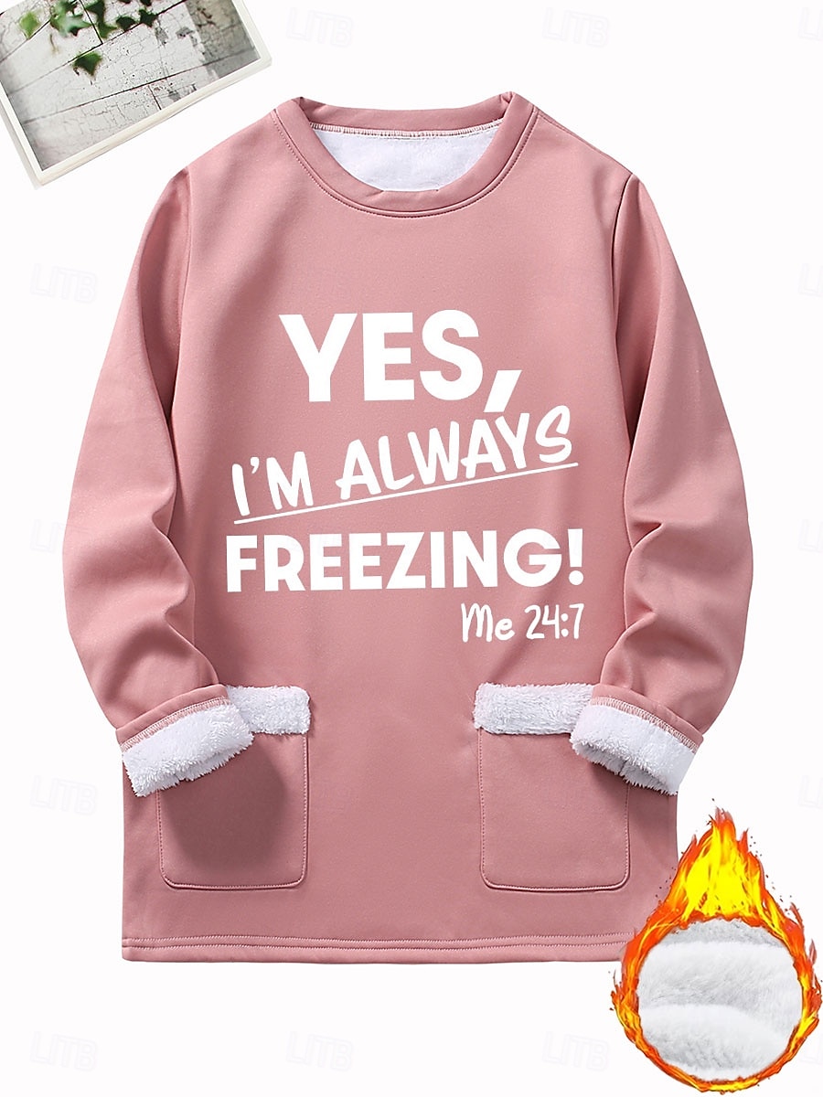 Γυναικεία Φούτερ πουλόβερ Pullover Τσέπη Στάμπα Γραφική Γράμμα Ζεστό Μοντέρνα Καθημερινό Μακρυμάνικο Στρογγυλή Ψηλή Λαιμόκοψη Στρογγυλή Λαιμόκοψη Μακριές μπλούζες Δρόμος Καθημερινή Ένδυση 2026 - $27.99 –P1