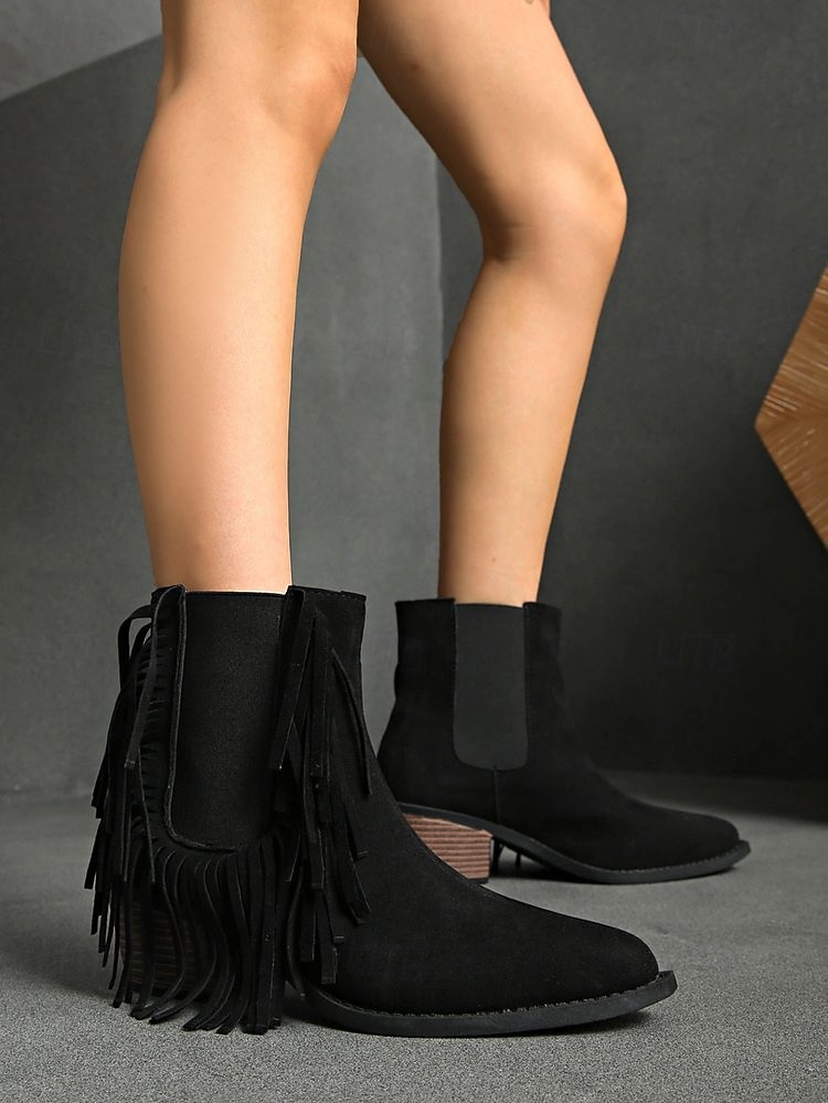 Bottines à franges à imprimé tigre pour femmes – Bottines western à talons épais et imprimé animal audacieux pour la mode automne-hiver et les festivals de musique de 2025 ? $29.99 –P1
