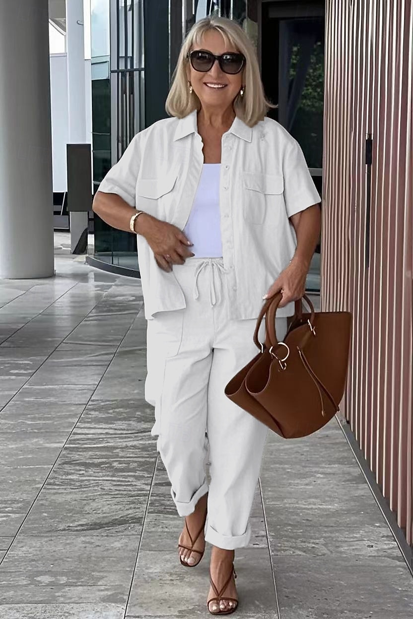 Femmes Taille EU / US Ensembles de Pantalons Manche Courte Noir Blanche Gris Automne de 2025 ? $31.99 –P1