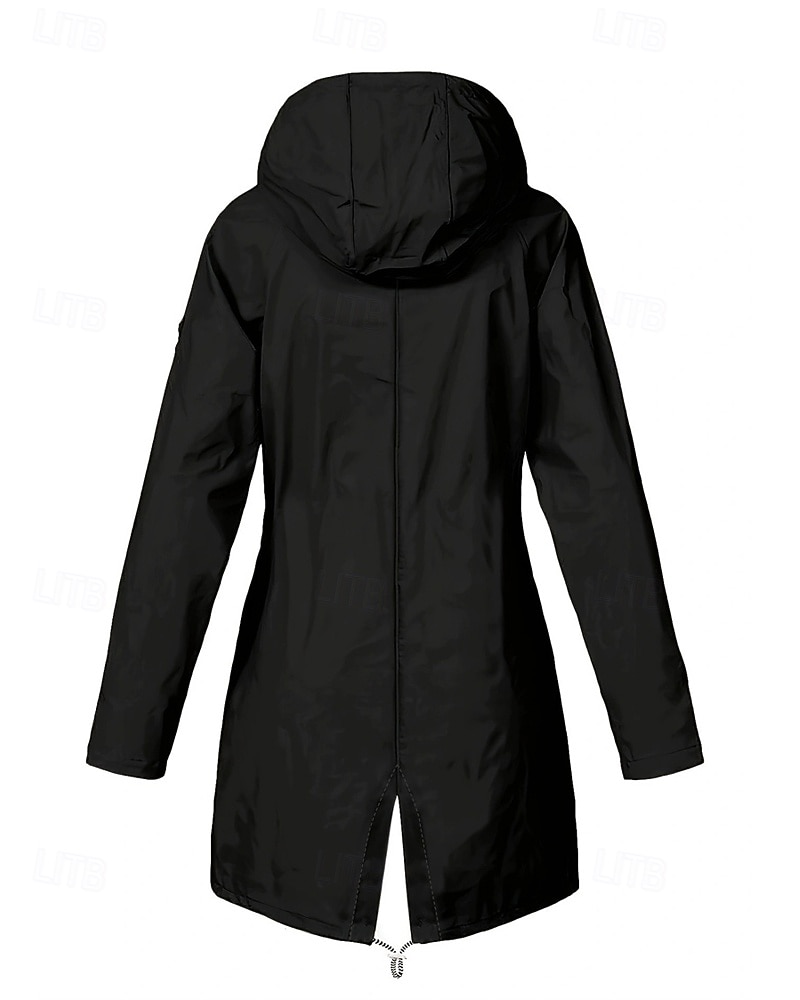 Mulheres Jaqueta casual Jaquetas de chuva impermeáveis Capas de chuva Prova-de-Água A Prova de Vento Zíper Bolsos Moda Ao ar livre Tecido Para Noite Final de semana Zíper Padrão Com Capuz Normal de 2025 por $31.99 –P7