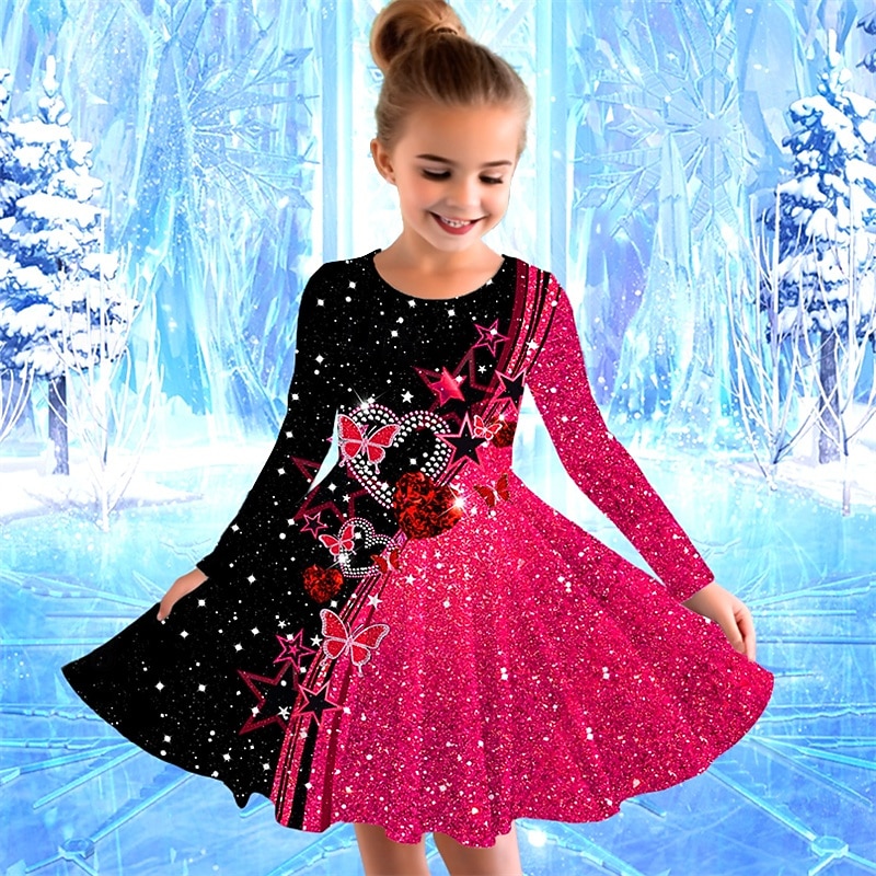 Mädchen' 3D Schmetterling Kleid Langarm Sommer Frühling Urlaub Täglich Ferien Prinzessin Schön Süß Kinder 4-12 Jahre Freizeitkleid A Linie Kleid Knielang Normale Passform 2025 - $16.99 –P4
