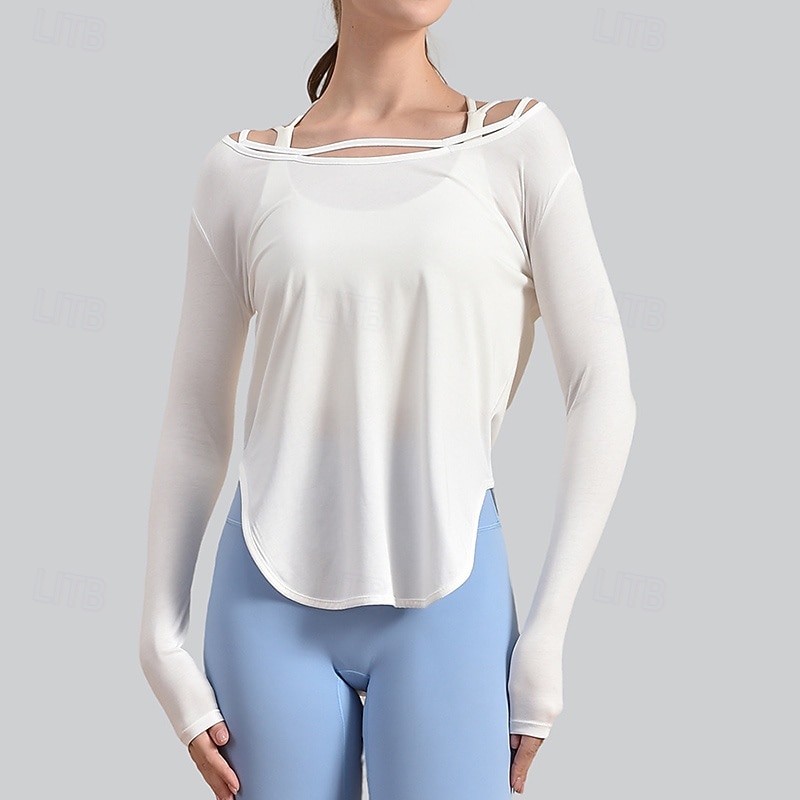 Damskie Koszulki do jogi Topy treningowe Półgolf Oddychający Długi rękaw Sport Jednokolorowe Top Dla Siłownia Bieganie Zdatność Odzież sportowa 2026 - $21.99 –P8