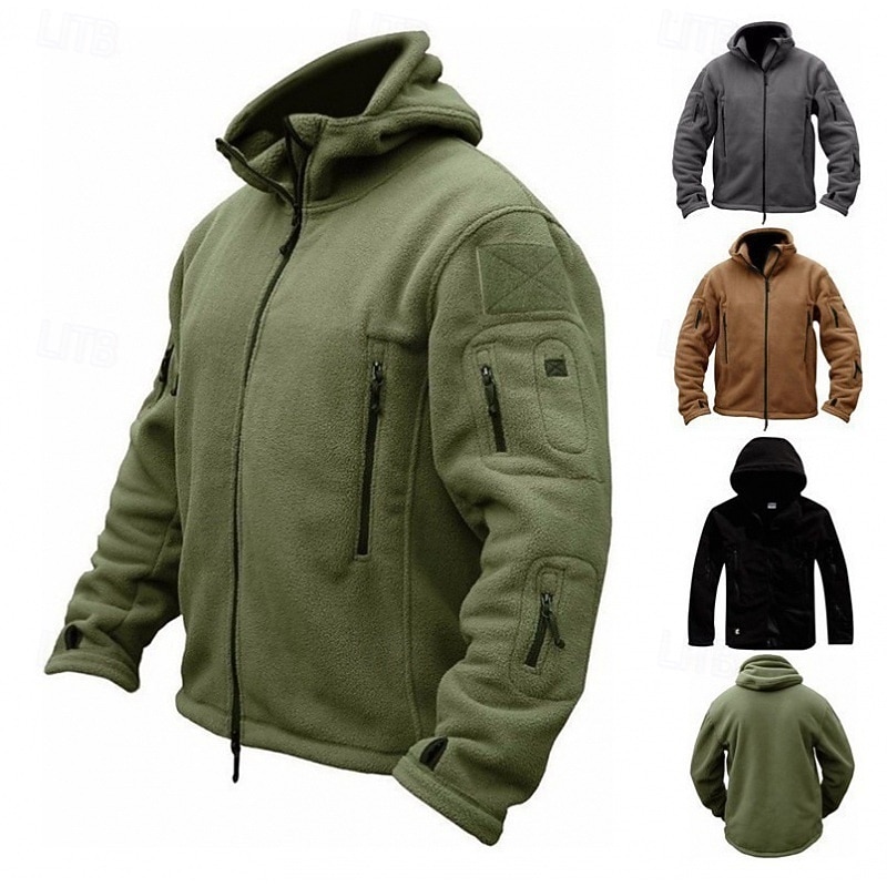 Per uomo Felpa con cappuccio Felpa con cappuccio a zip intera Felpa con cappuccio in pile Felpa con cappuccio tattica Nero Verde militare Cachi Grigio Con Cappuccio Semplice Tasca Sport & Outdoor del 2025 a $27.99 –P1
