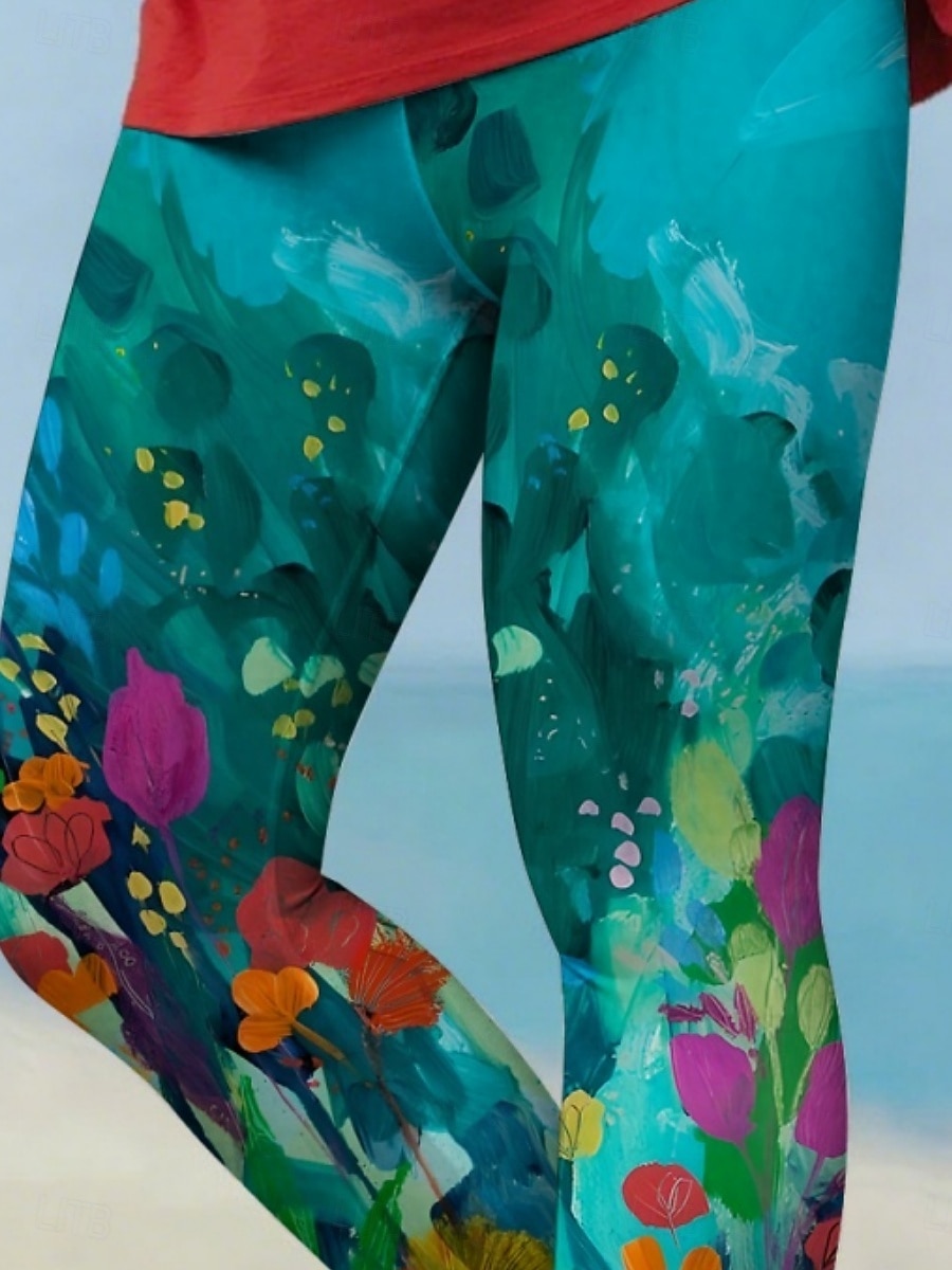 Per donna Pantaloni Leggings Streetwear Casual Lunghezza intera Vita Alta Floreale Elastico in vita Stampato Traspirabilità Confortevole Elasticizzato Vacanza Streetwear Abbigliamento quotidiano Blu del 2025 a $17.99 –P1