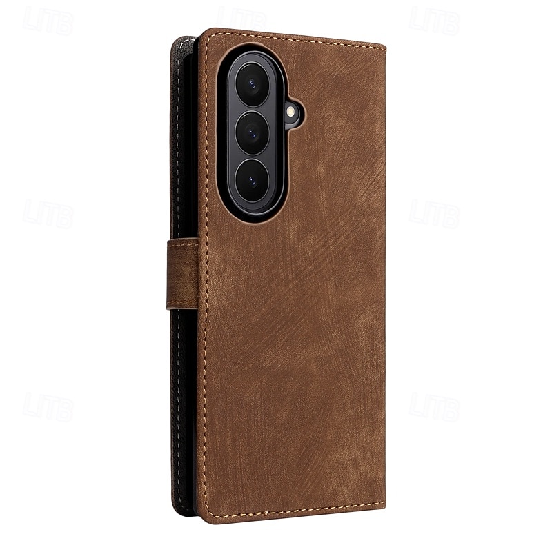 Phone Case For Samsung Galaxy Z Fold 7 Z Fold 6 Z Fold 5 Z Fold 4 Back Cover with Lanyard Kickstand Card Slot Retro TPU PU Leather 2025 - $11.99 –P4