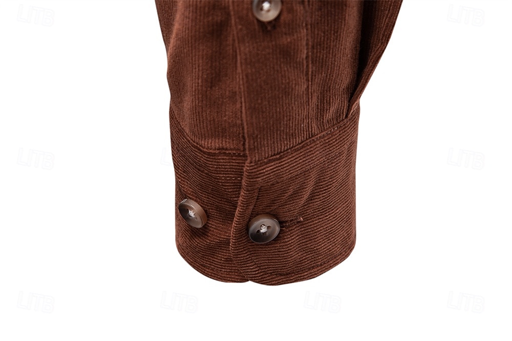 Per uomo Camicia Blu marino scuro Marrone Verde militare Manica Lunga Semplice Colletto a Camicia Scuola Formale Bottoni Abbigliamento Elegante Vintage Cool Quotidiano del 2026 a $35.99 –P5