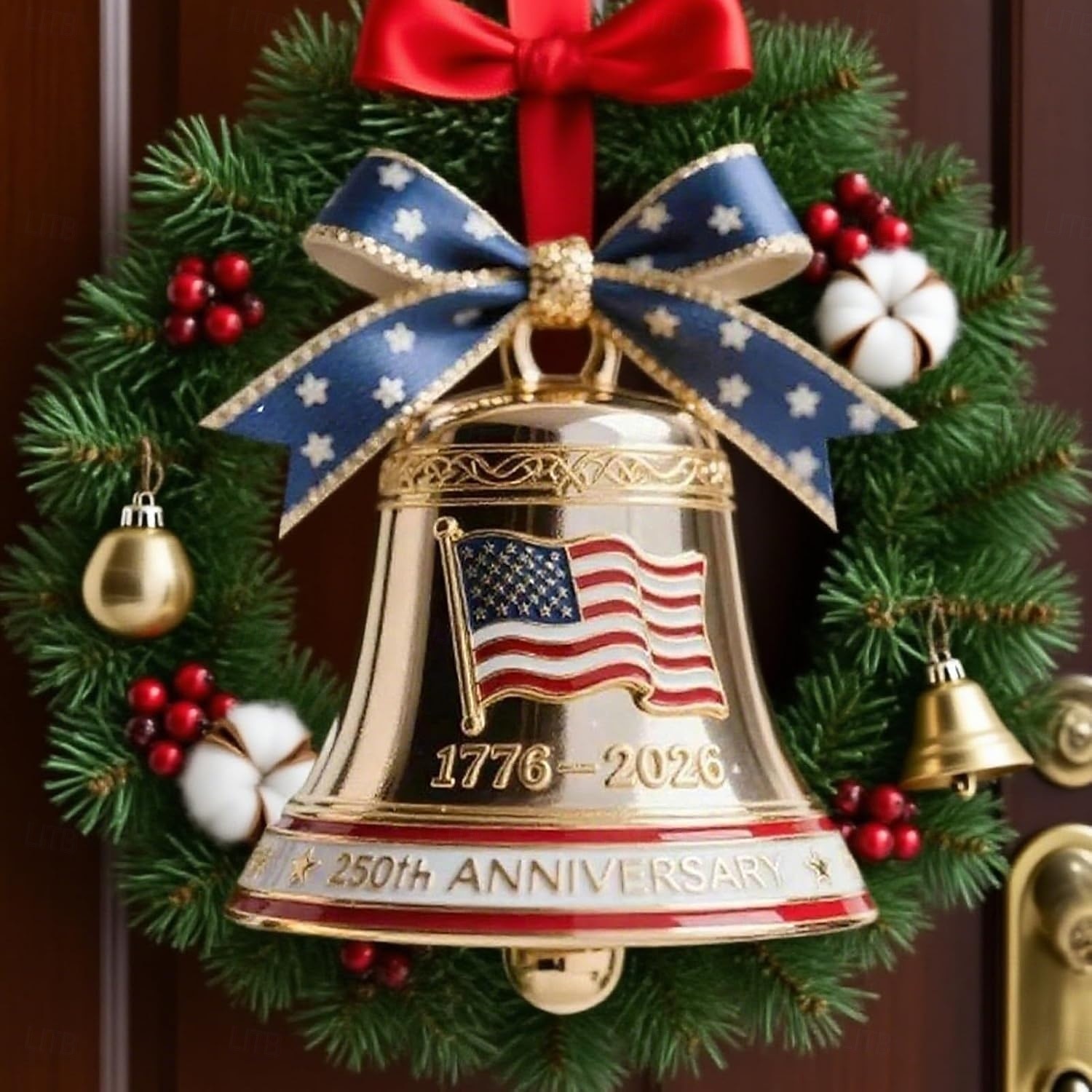 Julgransprydnad i metall emalj för USA:s 250-årsjubileum, handgjord, hängande minnesdekor, frihetsklocka, julgransprydnad för samlare, patriotisk julgran, staket, uteplats 2025 - $18.99 –P10