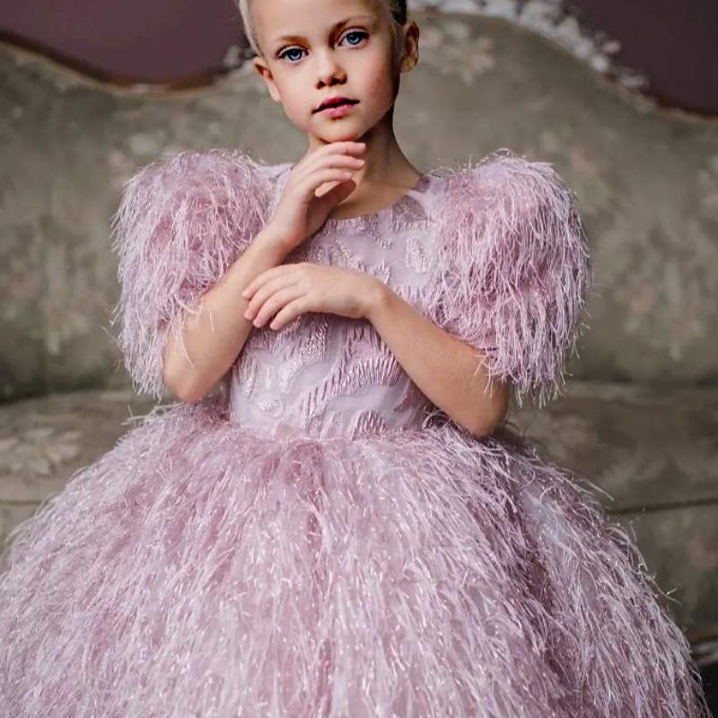 Kinder Mädchen Partykleid Einfarbig Kurzarm Leistung Netz Prinzessin Süß Netzstoff Knöchellang Etui-Kleid Tüllkleid Sommer Frühling Herbst Kinder Schwarz Weiß Rosa 2025 - $100.99 –P15