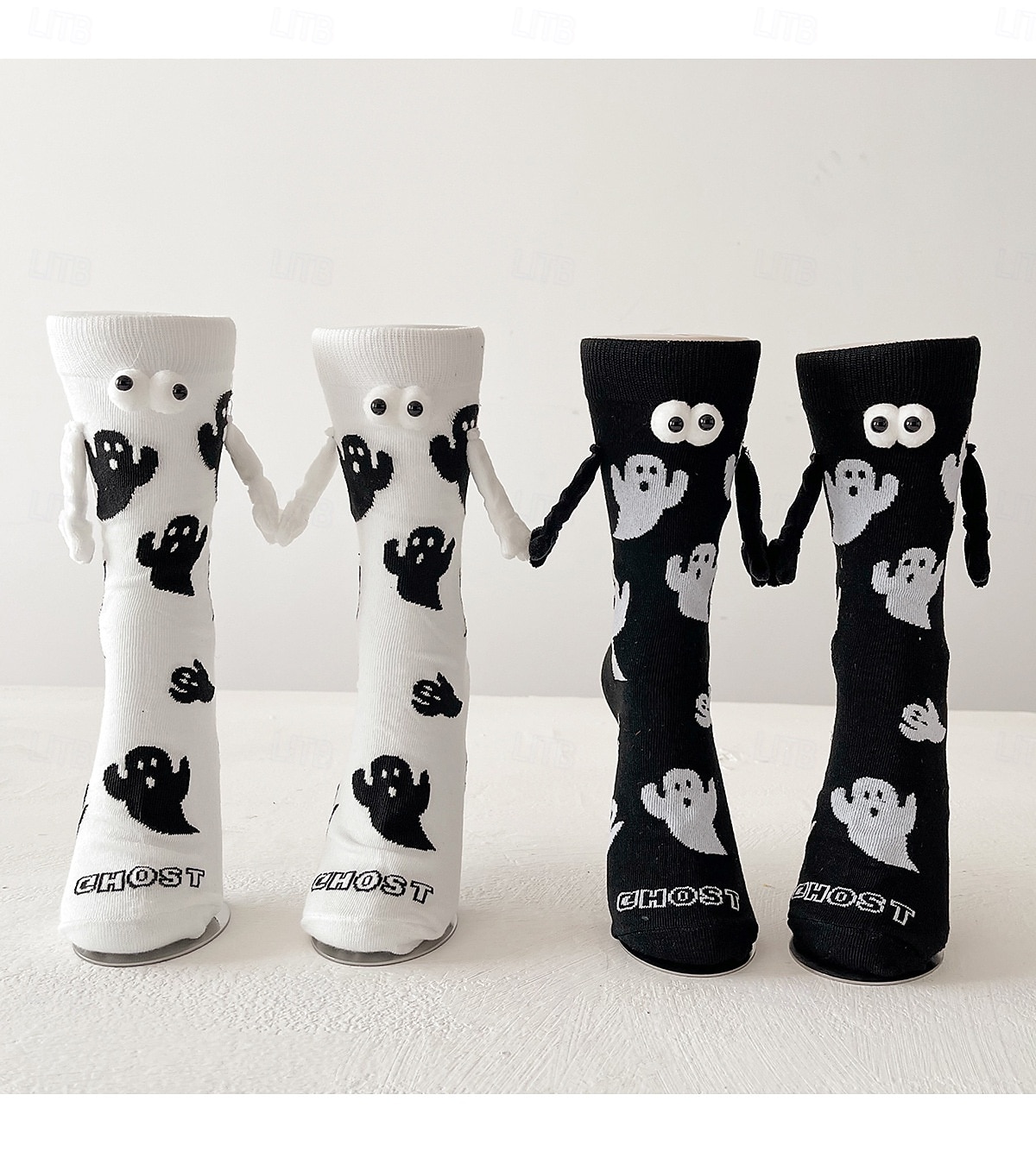 Calcetines de fantasma de Halloween para mujer con ojos 3D y estilo de dibujos animados, divertidos y cómodos calcetines deportivos para fiestas y ropa informal 3D 2025 - $9.99 –P3