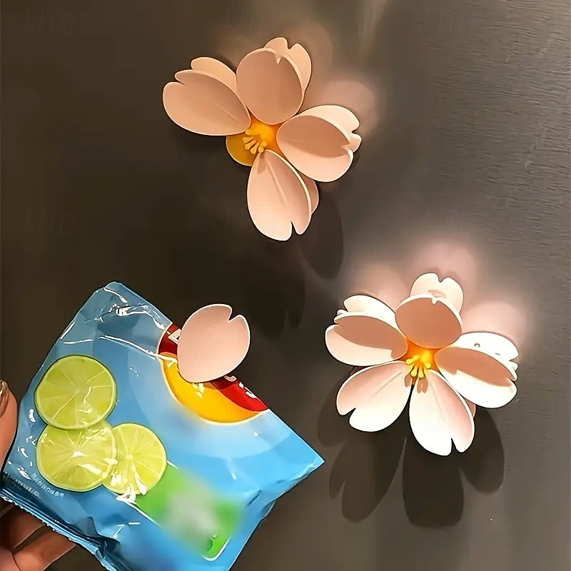 2pcs Cherry Blossom Magnetic Bag Clips Reusable Pink Flower Food Storage Clamp Decorative Plastic Hexagon-Shaped Fridge Magnet for Kitchen, Office, and Home Decor 2025 - $6.99 –P4