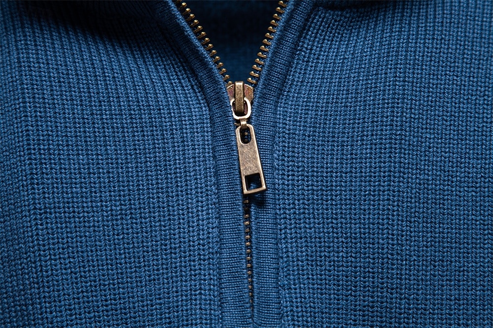 Miesten Pusero Neuloa Tavalliset topit Puolet vetoketjusta Tavallinen Pystykaulus Tyylikäs Aja sivuun Koulu Loma Vaatetus Kevät Syksy Musta Tumma laivastonsininen S M L 2025 - $50.99 –P14