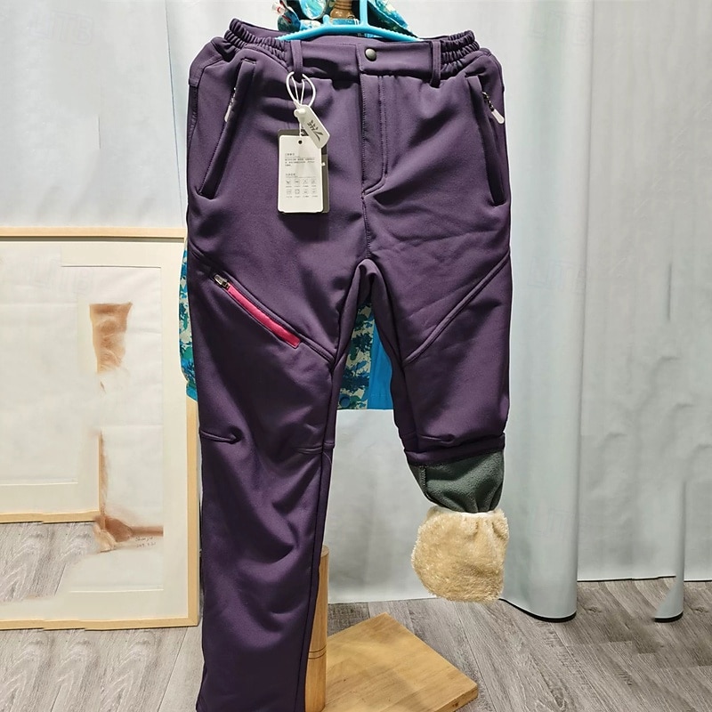 Жен. Брюки карго Флисовые штаны Брюки На каждый день Плюс бархат Полная длина Средняя талия Полотняное плетение Молния Карман Сохраняет тепло С защитой от ветра Удобный 2026 - $39.99 –P9