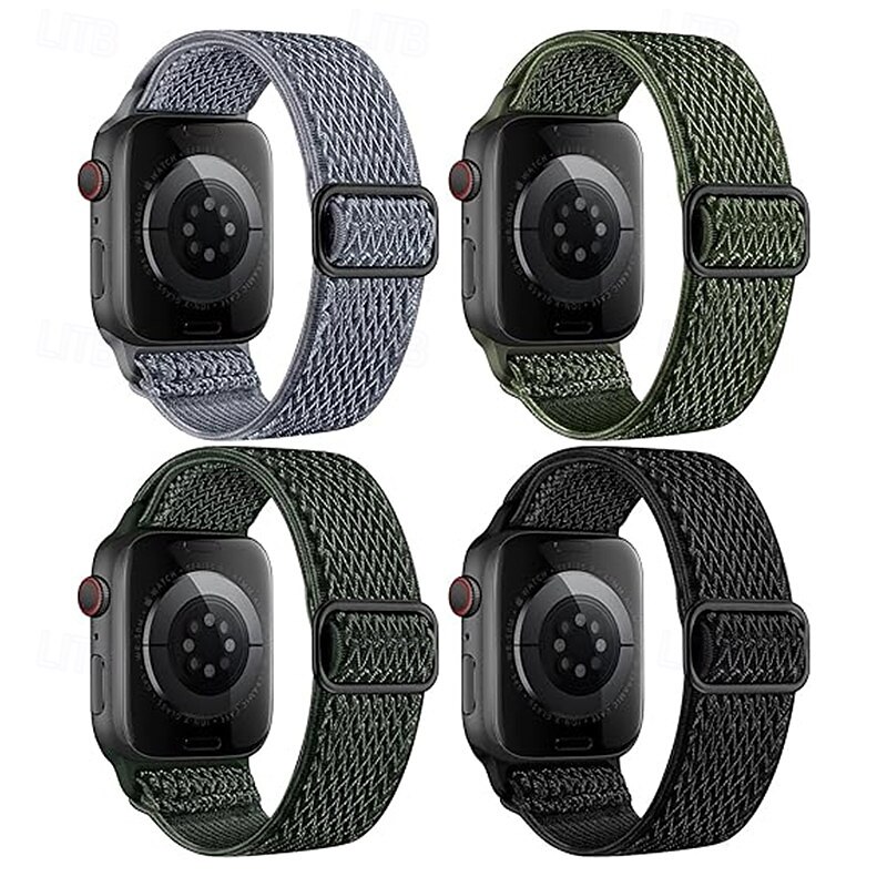 4 pacotes Pulseira Esportiva Compatível com Pulseira Apple Watch 38mm 40mm 41mm 42mm 44mm 45mm 49mm Entrançado Elástico Respirável Náilon pulseira de substituição para iwatch Ultra 2 Series 9 8 7 SE de 2026 por $17.99 –P1