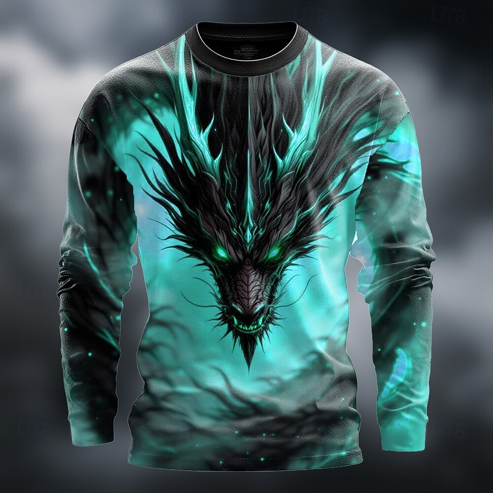 Men's Dragon 3D T Shirt Long Sleeve T shirt 3D Print Crew Neck Shirt Fashion Fantasy Casual Daily Street Lake Blue Yellow Green Summer Spring Clothing Apparel S M L XL XXL XXXL 2026 - $21.99 –P1