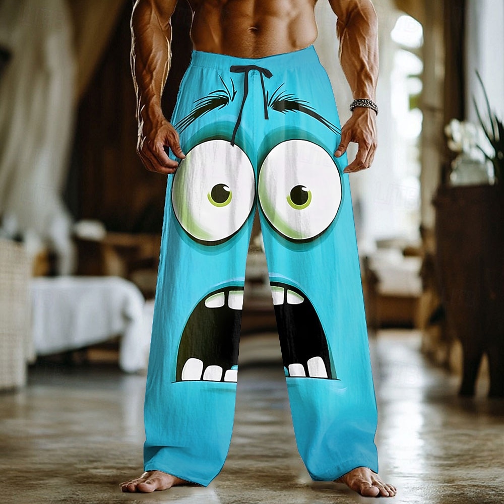 Homme Dessin Animé 3D Visage Souriant Pantalons Pantalon décontracté Pantalons Amples Taille Moyenne Drôle Maison Extérieur Vacances Taille élastique avec cordon de serrage Pantalon en lin avec poches de 2026 ? $27.99 –P4