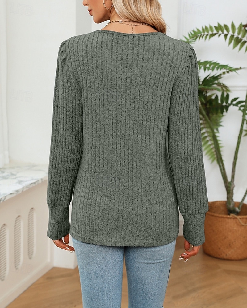 Naisten Neulos Pusero Päivittäin Tyylikäs Vapaa-aika Väripalikka Joustin V kaula-aukko Kudottu Pitsinauhat Pitkähihainen Tavalliset topit Neuloa Päivittäin Pyhäpäivä Bile Viininpunainen Musta Syksy 2026 - $27.99 –P7