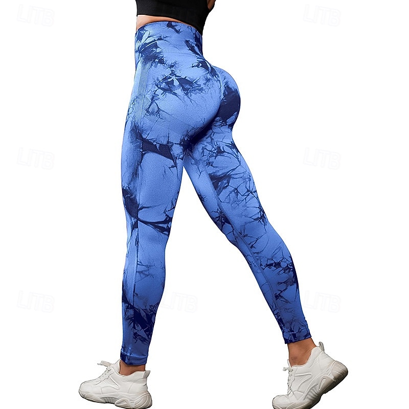 Damskie Spodnie kompresyjne Běžecké kalhoty Legginsy do jogi Wyszczuplenie brzucha Wysoka talia Siłownia Trening Obuwie sportowe Doły Wzór tie-dye Ciemnoróżowy Czarny Różowy Jesień Sport Odzie 2026 - $12.99 –P10