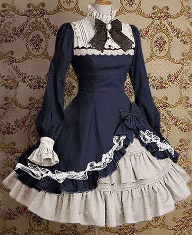 Retro Vintage Gothic Lolita Rococo Dress Trumpet Sleeve Movie / TV Theme Costumes Lace Bow Fancy Dress Women's Girls' Party Masquerade Party & Evening Adults' Dress 2025 - $45.99 –P4
